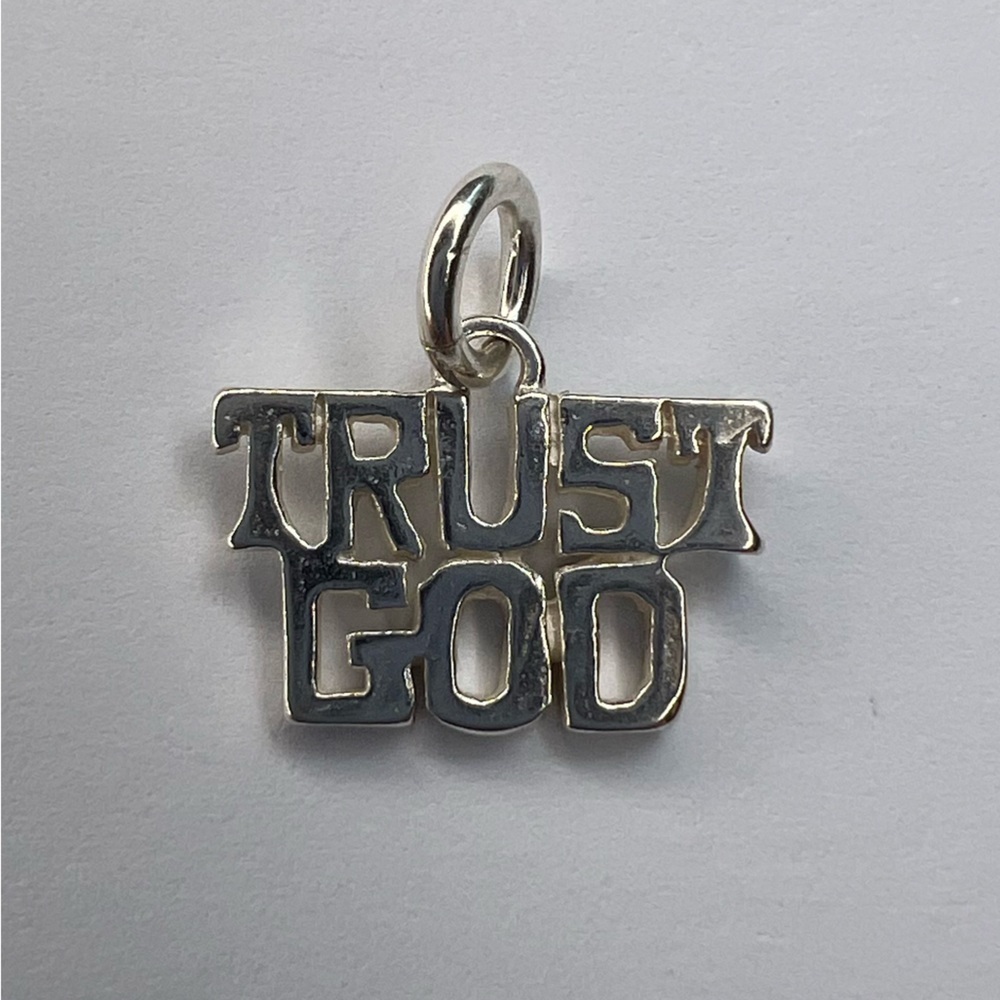 Vintage Silver-Tone “TRUST GOD” Pendant Charm